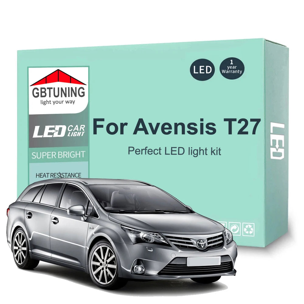 14-Piece LED Interior Light Kit for Toyota Avensis T27 2009-2014 - Canbus Dome Map Door Trunk Bulbs | AUTOKITSHOP
