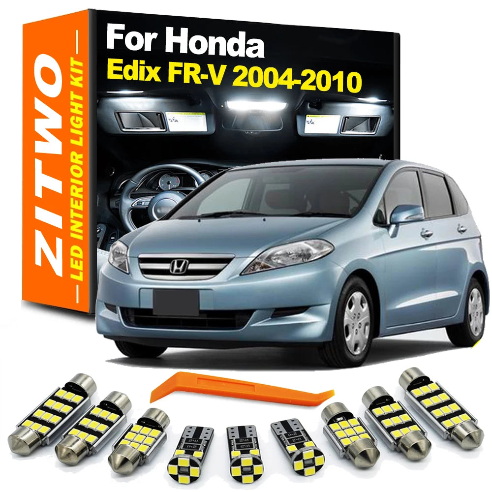 ZITWO 10Pcs LED Interior Dome Map Light License Plate Lamp Kit For Honda Edix FR-V FRV 2004 2005 2006 2007 2008 2009 2010 Canbus