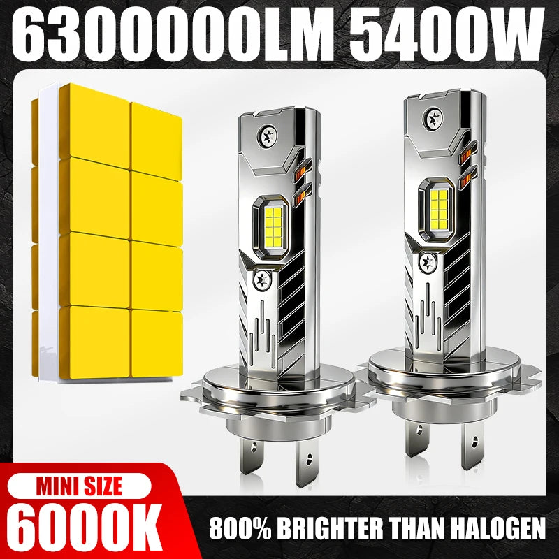5400W H7 LED H4 H1 Headlight CANBUS 9005 H9 H11 HB3 9006 HB4 Lights Mini Lamp 1:1 Size Wir