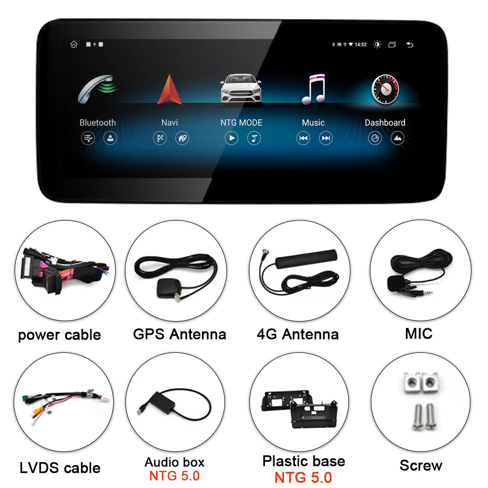 Android 14 Wireless Carplay Android Auto For Mercedes Benz C Class GLC W205 Car Multimedia