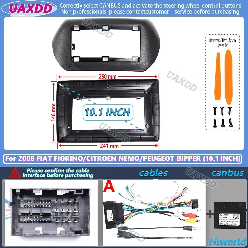 For 2008 FIAT FIORINO CITROEN NEMO PEUGEOT BIPPER QUBO 10INCH 2 Din Car Android frame pane
