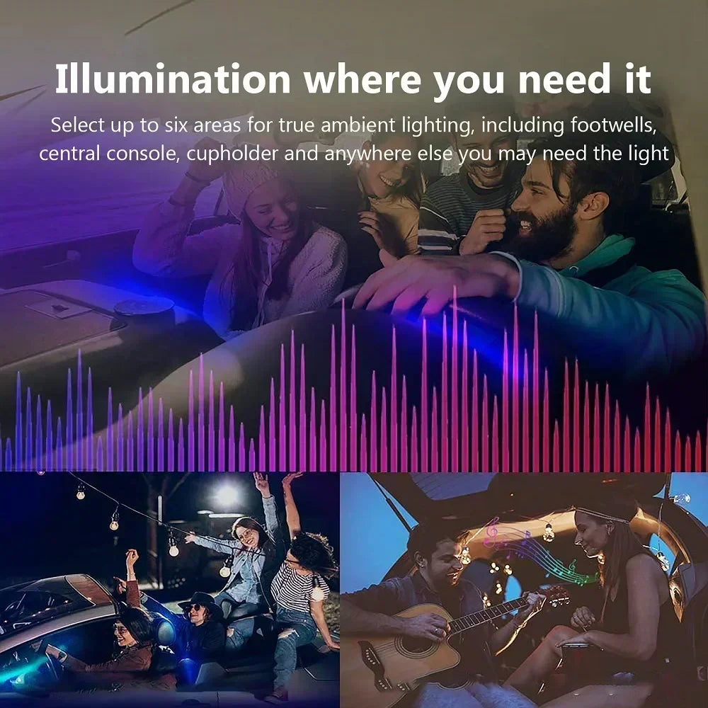 Ambient Light For Car Interior Breathe Dashboard Door Decoration LED Strip Lights Neon App