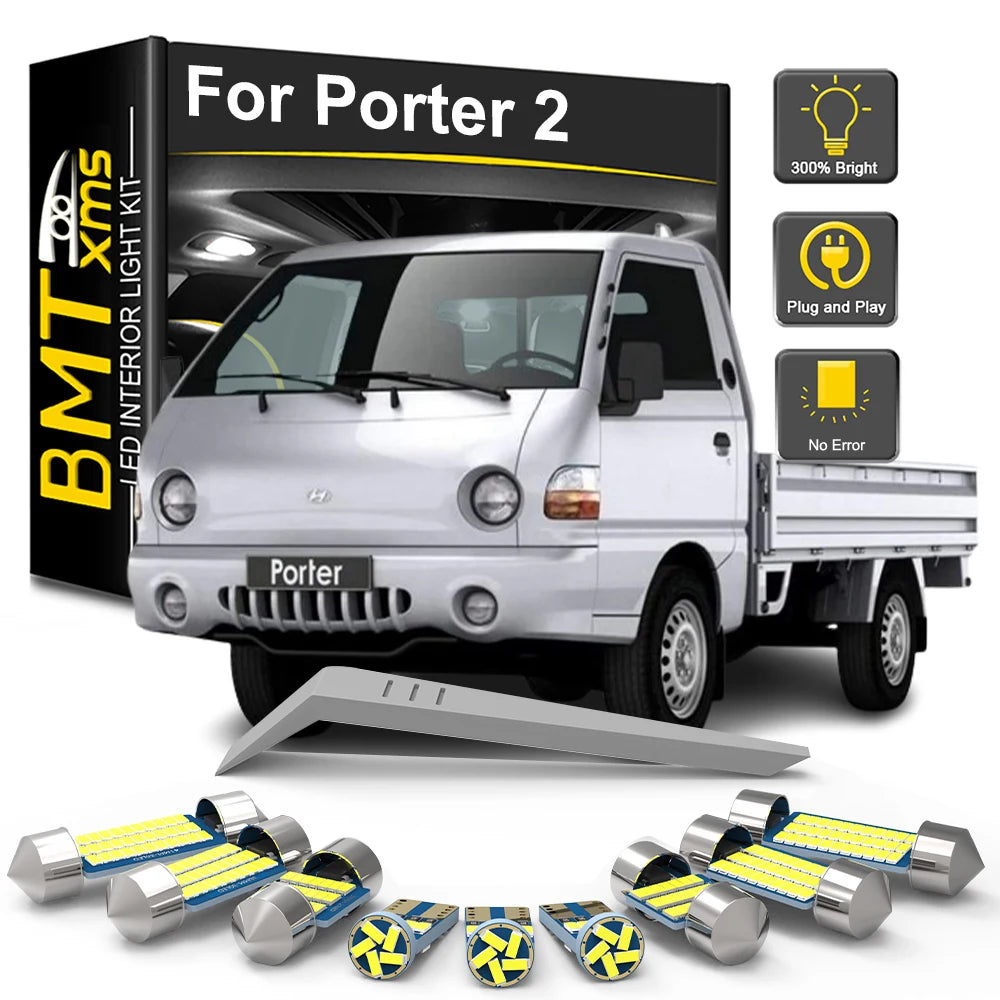 8-Piece LED Interior Light Kit for Hyundai Porter 2 2010-2018 - Canbus Dome Map Door Trunk Bulbs | AUTOKITSHOP