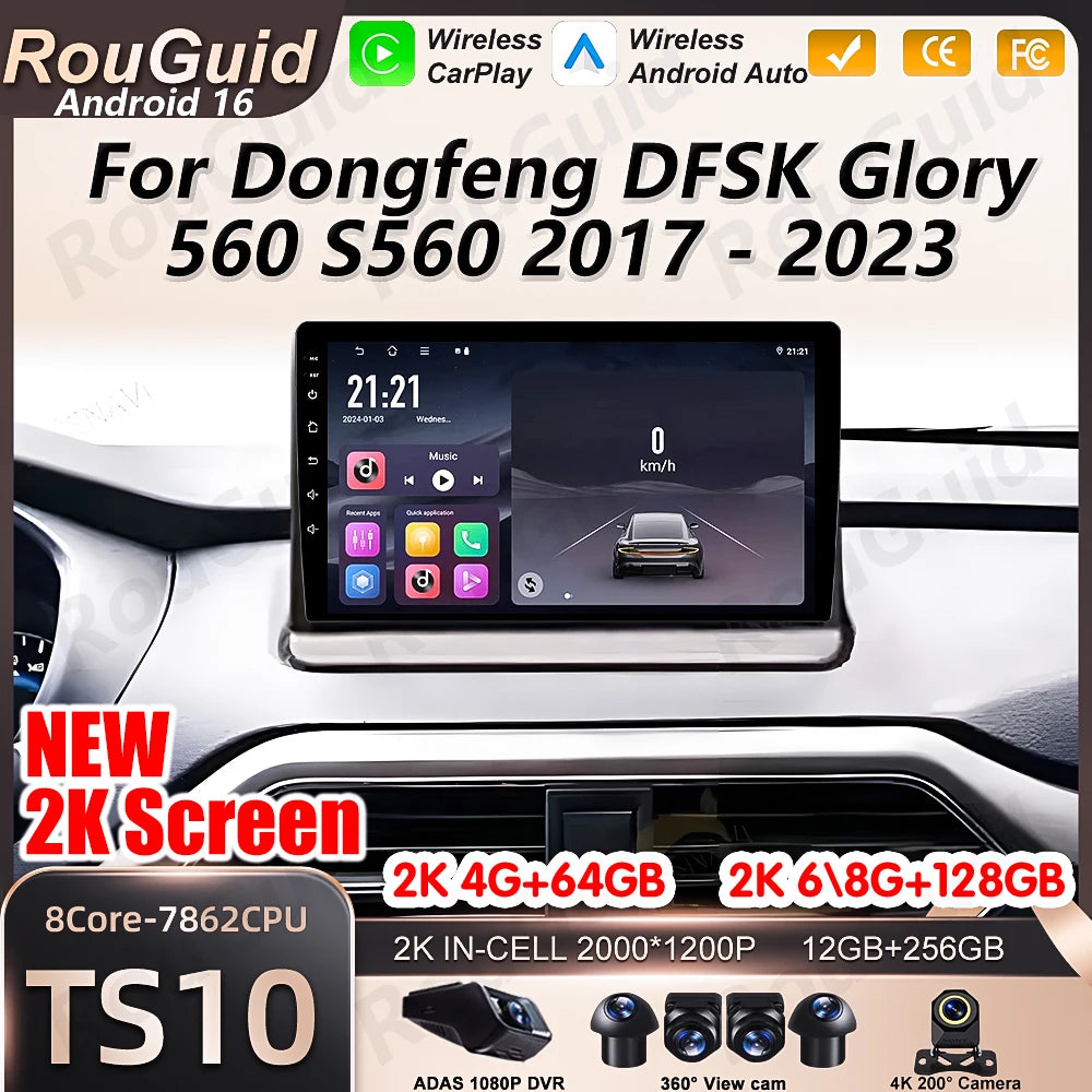 Android 16 Car Radio Auto For Dongfeng DFSK Glory 560 S560 2017 2018 2019 2020 -2023 Video | AUTOKITSHOP