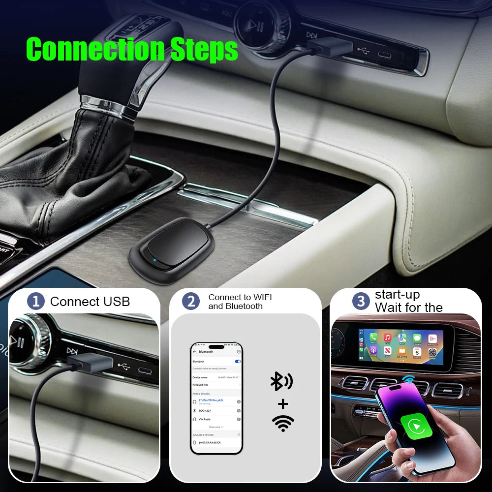 Upgrade Mini Wired to Wireless Android Auto Adapter for Wired Android Auto Car Smart Ai Bo