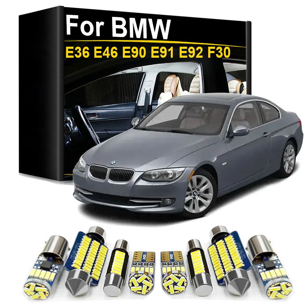 LED Interior Light Kit for BMW 3 Series E36 E46 E90 E91 E92 E93 F30 F31 E30 1992-2018 - Canbus Dome Map Door Trunk Bu...