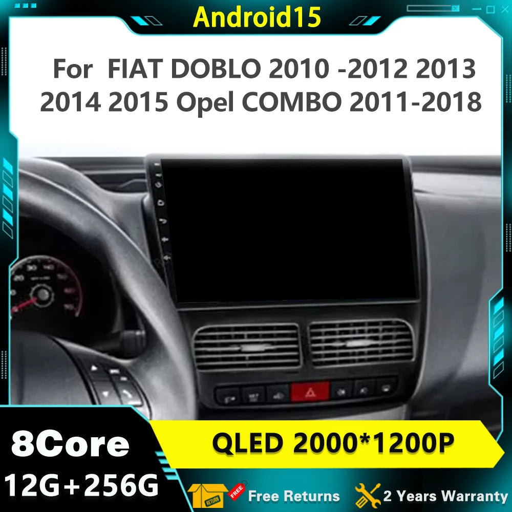 Android15 Carplay Auto For FIAT DOBLO 2010 -2012 2013 2014 2015 Opel COMBO 2011-2018 Multi