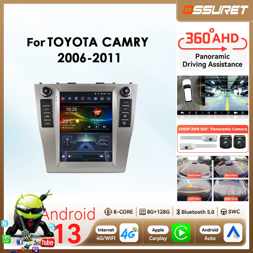 9.7"7862 Carplay Android 14 Car radio for TOYOTA Camry 2006-2011 Multimedia Video player c
