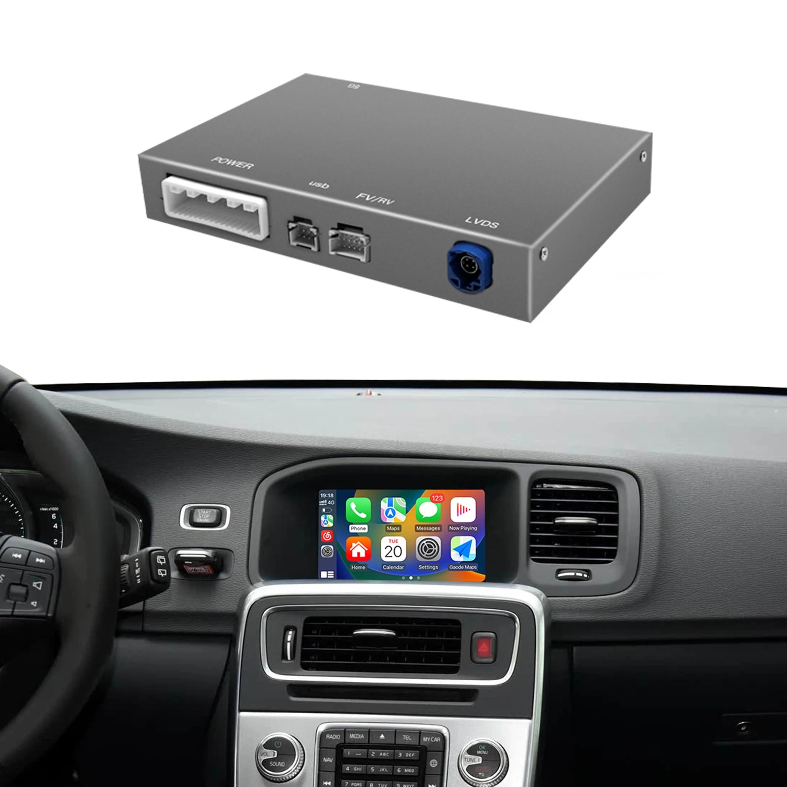 For Volvo XC60 S60 V60 V40 with 7 inch screen Wireless Carplay Android Auto Module Retrofi | AUTOKITSHOP