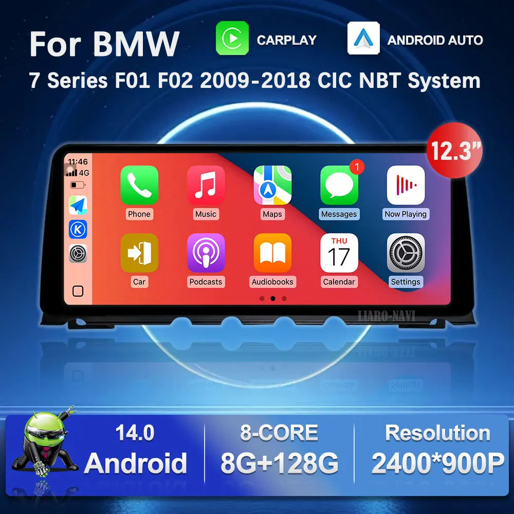 12.3 '' GPS Navi 4G Carplay Android 14 for BMW 7 SERIES F01 F02 2009 - 2018 CIC NBT System