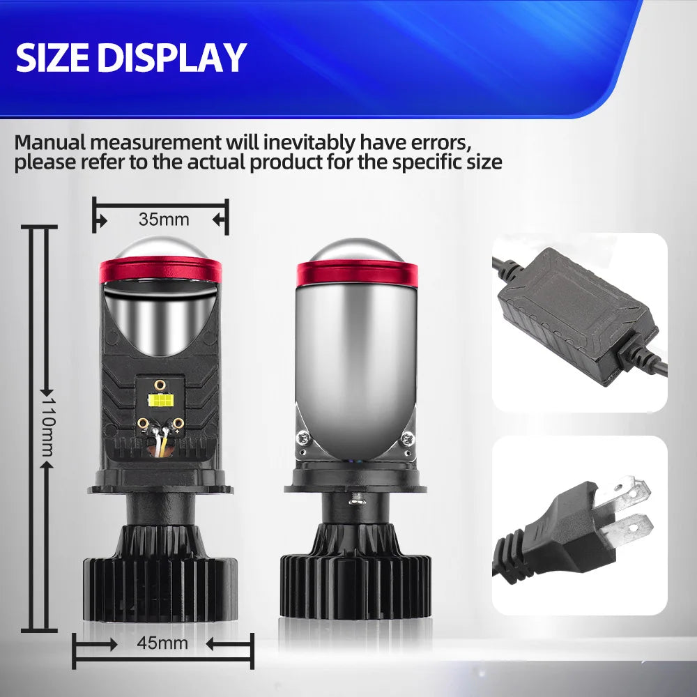 H4 LED Projector Bulb 200W 30000LM Canbus Ready | Universal Fit for Most Cars & Motorcycle