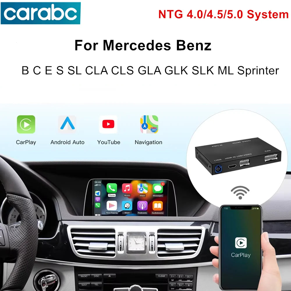 CARABC For Mercedes Benz A B C E S SL CLA CLS GLA GLK SLK ML Sprinter Wireless CarPlay And