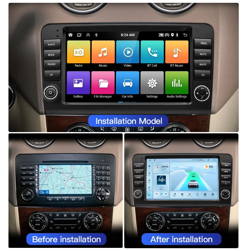 SZLELV Android Auto Carplay Audio For Mercedes Benz ML GL CLASS W164 X164 ML350 Bluetooth