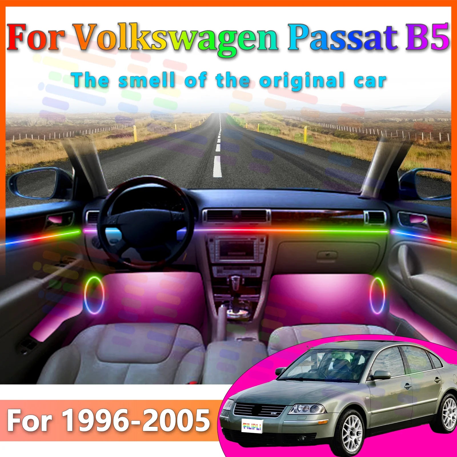 RGB - Ambient Light - for VW B5 1996-2005 - App Control - Car Interior Lighting | AUTOKITSHOP