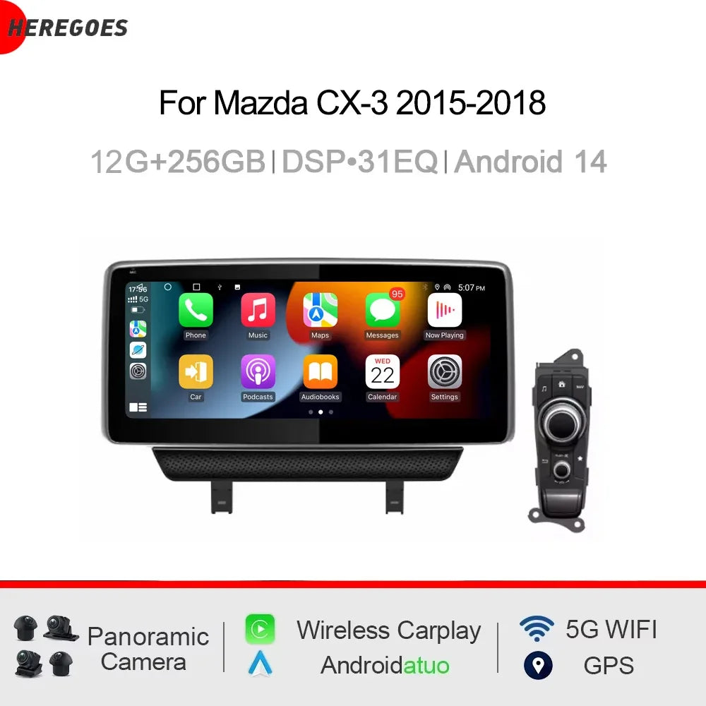 10.25" DSP Android 15.0 Car Radio GPS for Mazda CX-3 2015-2018 - 12GB RAM 256GB ROM Multimedia Player
