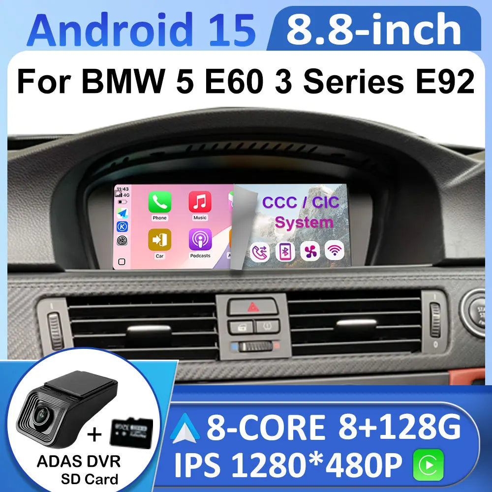 Android 15 Smart System Wireless Carplay for BMW 5/3 Sreies E60 E61 E62 E63 E90 E91 E92 E9 | AUTOKITSHOP