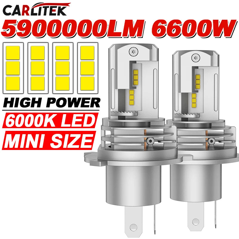 6600W H4 LED Car Headlight Canbus Bulb No Error Turbo Light Fog Lights Plug Play Auto Lamp