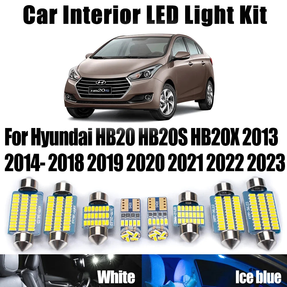 11-Piece LED Interior Light Kit for Hyundai HB20 HB20S HB20X 2013-2018 - Canbus Dome Map Door Trunk Bulbs | AUTOKITSHOP