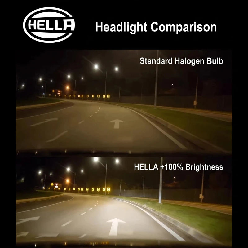 HELLA H7 H4 H11 HB3 9005 Halogen Headlight Up to 100% More Brightness Car Genuine Original