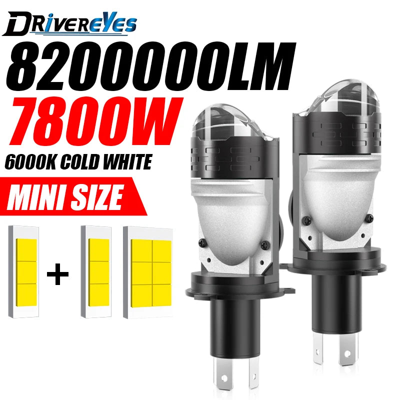 7800W H4 LED Headlight CANBUS Projector Lens Bulb Super Bright 8200000LM Turbo Fan Car lig
