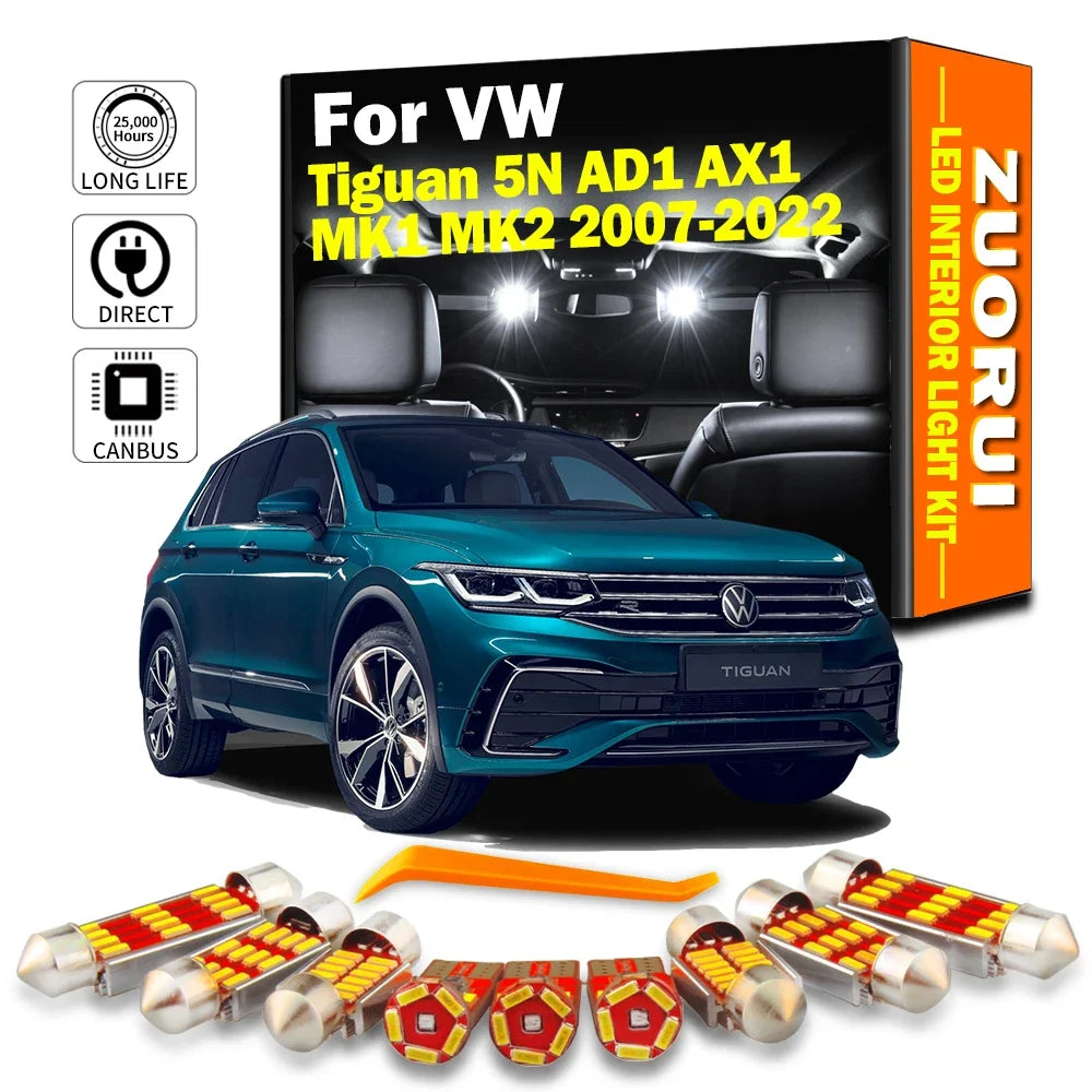 LED Interior Light Kit for VW Volkswagen Tiguan 5N AD1 AX1 MK1 MK2 2007-2018 - Canbus Dome Map Door Trunk Bulbs | AUT...