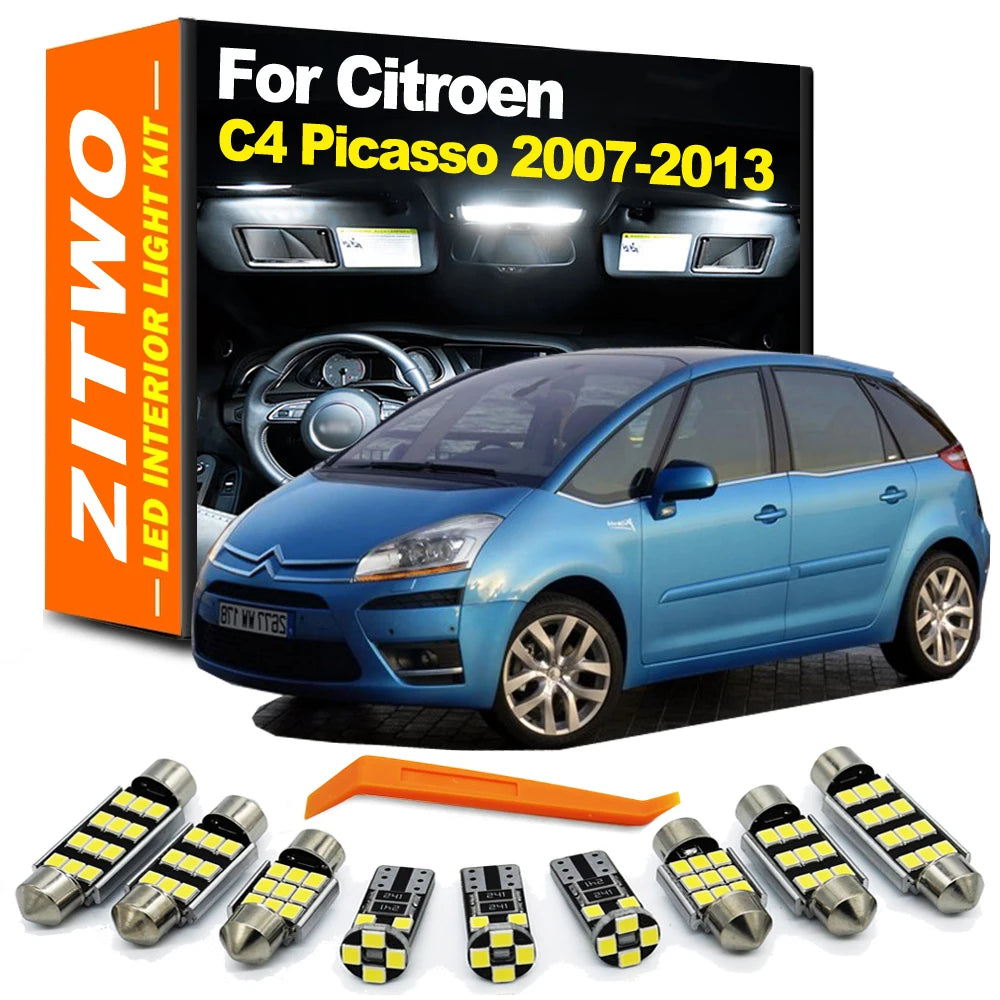14Pcs Car Indoor Lamp For Citroen C4 Picasso Grand Picasso 1 MK1 2007 2008 2009 2010 2011 2012 2013 LED Bulb Interior Light Kit