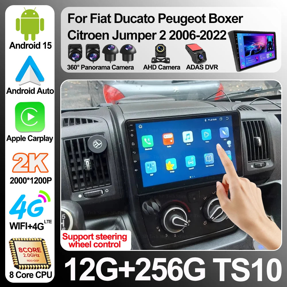 Android 16 For Fiat Ducato Peugeot Boxer Citroen Jumper 2 2006-2022 Carplay Android Auto W | AUTOKITSHOP