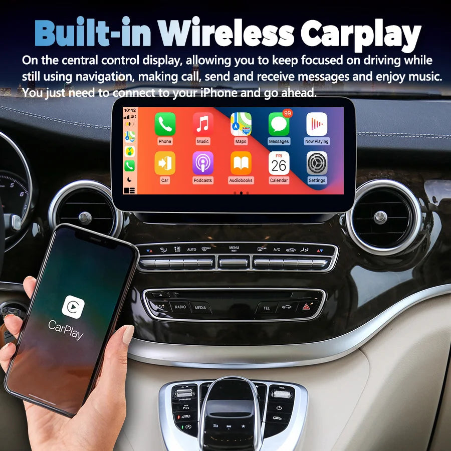 12.3" Android Qled Screen For Mercedes Benz V Class 2019 V260 V250 W447 2017 2019 GPS CARP