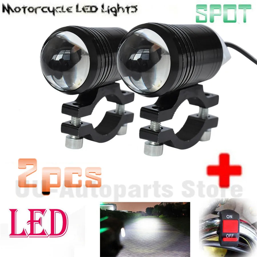 Universal 2 x U1 Lens LED 10W Motorcycle Headlight Driving Fog Lamp Waterproof Night Work