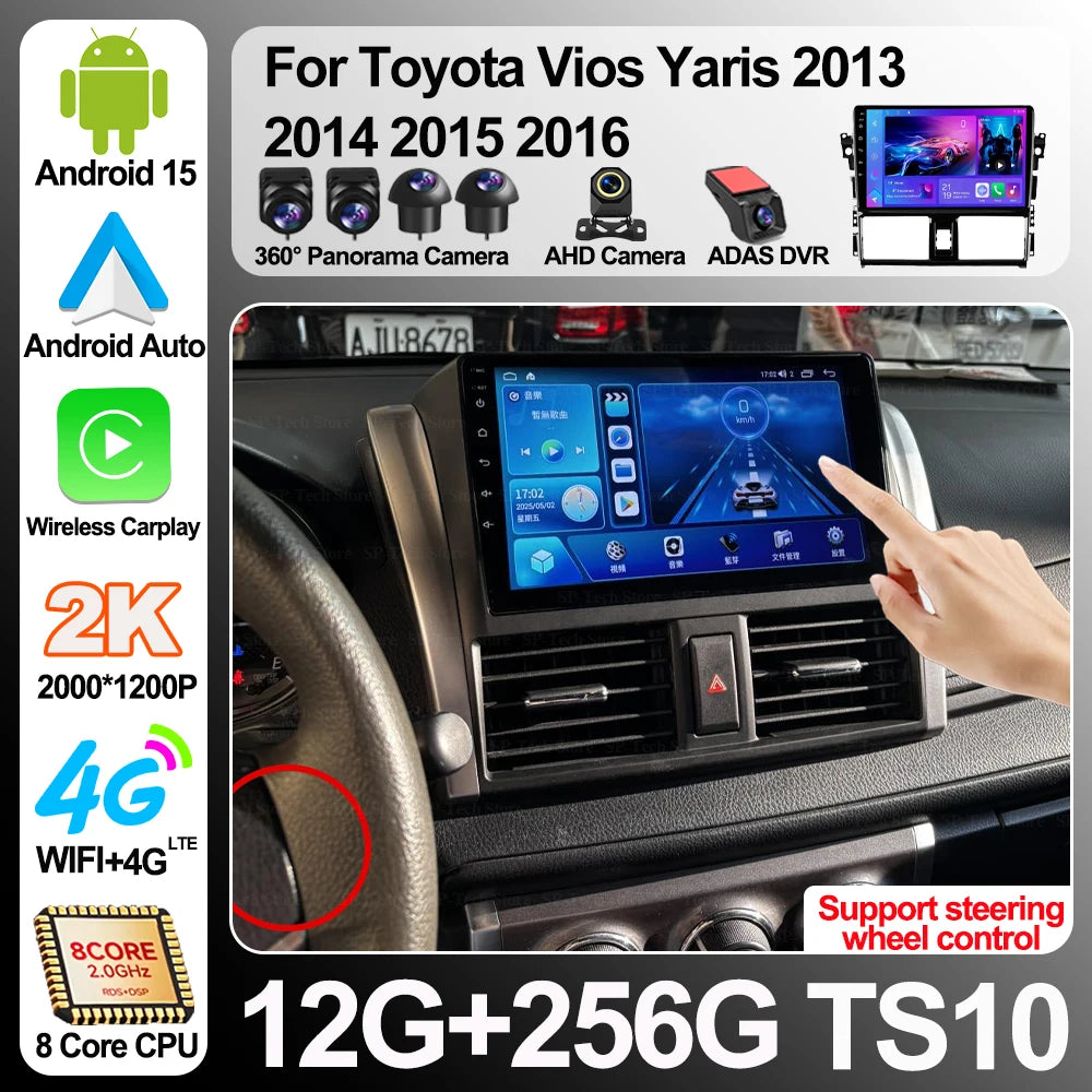 Car Radio Player For Toyota Vios Yaris 2013 2014 2015 2016 Android 16 Multimedia Video Pla | AUTOKITSHOP