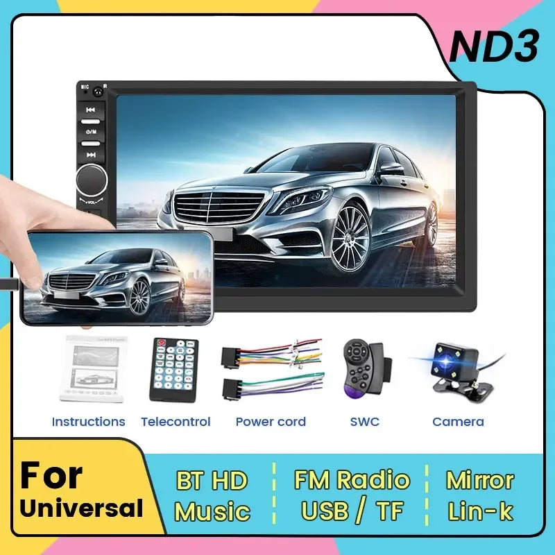 ND3 Universal 7 Inch MP3 MP5 Car Multimedia Video Player Support Mirror Lin-K BT AUX FM US | AUTOKITSHOP
