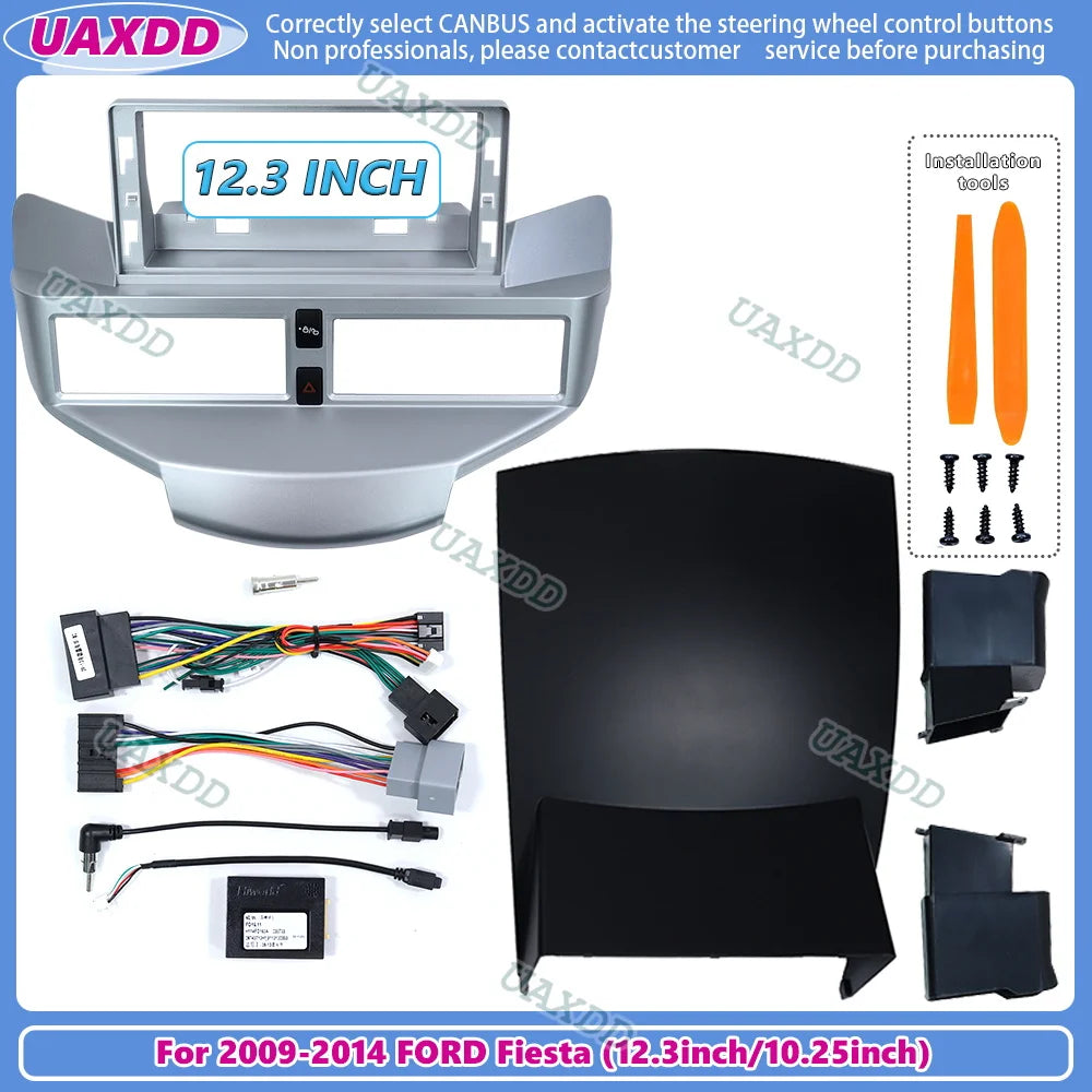 For 2009-2014 FORD Fiesta 12.3 10.25 inch 2 Din Car radio Android frame fascia cable video