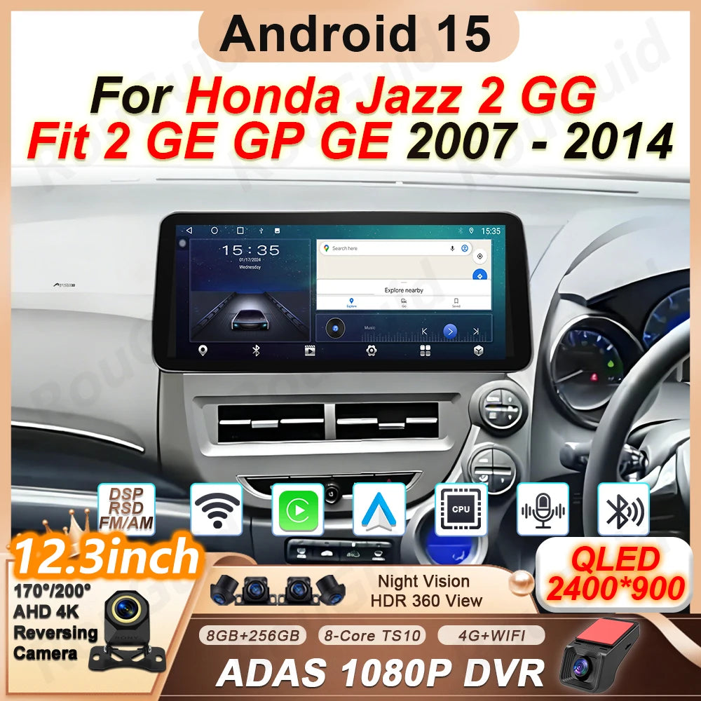 Android Auto Carplay Car Radio For Honda Jazz 2 GG Fit 2 GE GP 2007 2008 2009 2010 -2014 M | AUTOKITSHOP