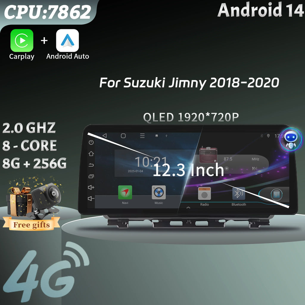 For Suzuki Jimny 2018-2020 Car Radio panel Multimedia 4G GPS BT Android 15 Navigation Car