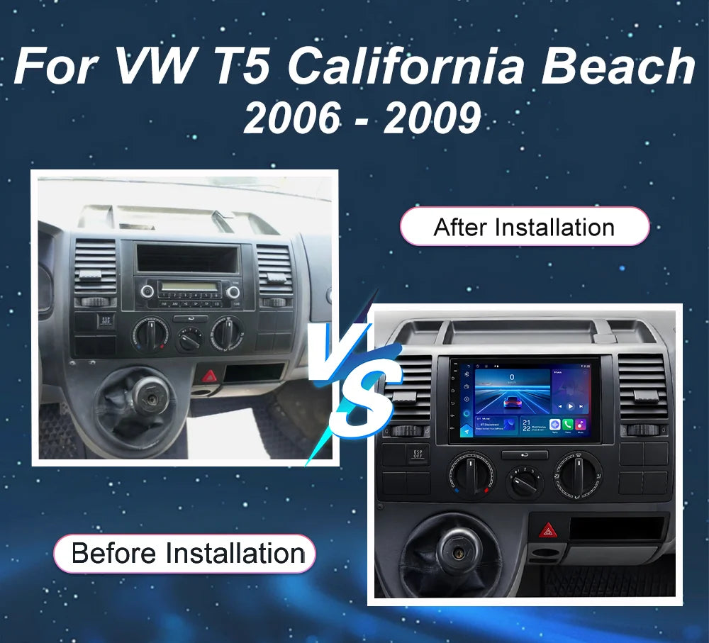 7" For VW T5 California Beach 2006 - 2009 Car Radio Android 16 Auto Support Wireless Apple