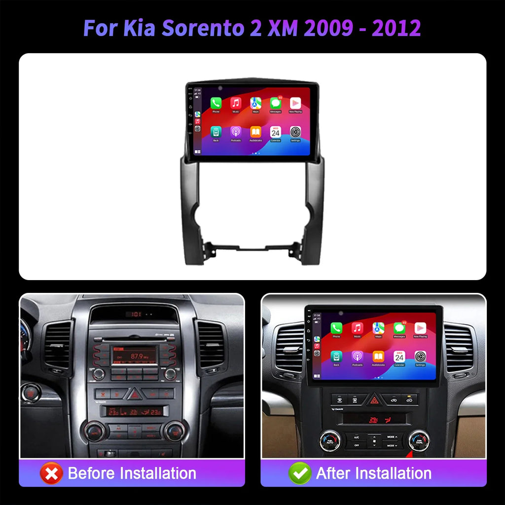 For Kia Sorento 2 XM 2009-2012 Wireless BT CarPlay Android 14 Radio Car Multimedia Player