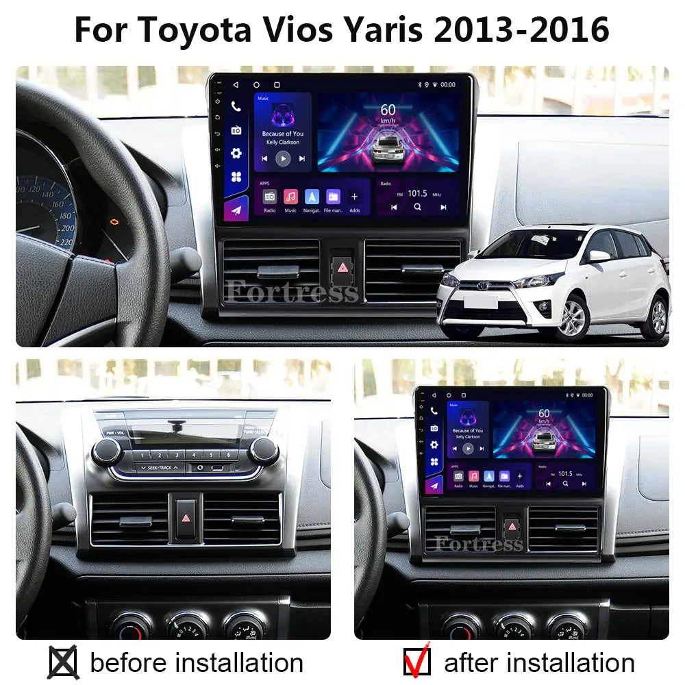 Android Car Radio Stereo GPS Navigation For Toyota Yaris Vios 2014 2015 2016 Auto Multimid