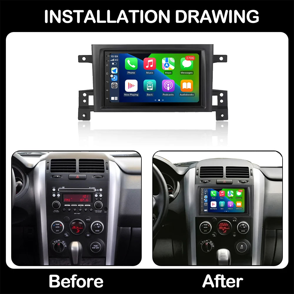 7 inch For Suzuki Grand Vitara 3 2005-2015 Android Auto Carplay GPS Navigation Stereo Mult