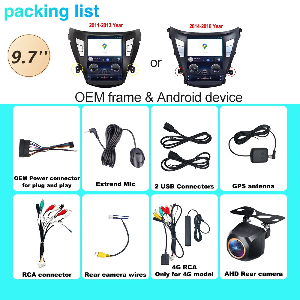 Car Radio Multimedia For Hyundai Elantra Avante 2011 - 2016 Carplay 8 CORE QLED Screen Nav