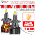 1900W H7 H11 Led Car Headlight Bulbs H8 2000000LM Lights HB3 9005 HB4 9006 Hir2 9012 Turbo