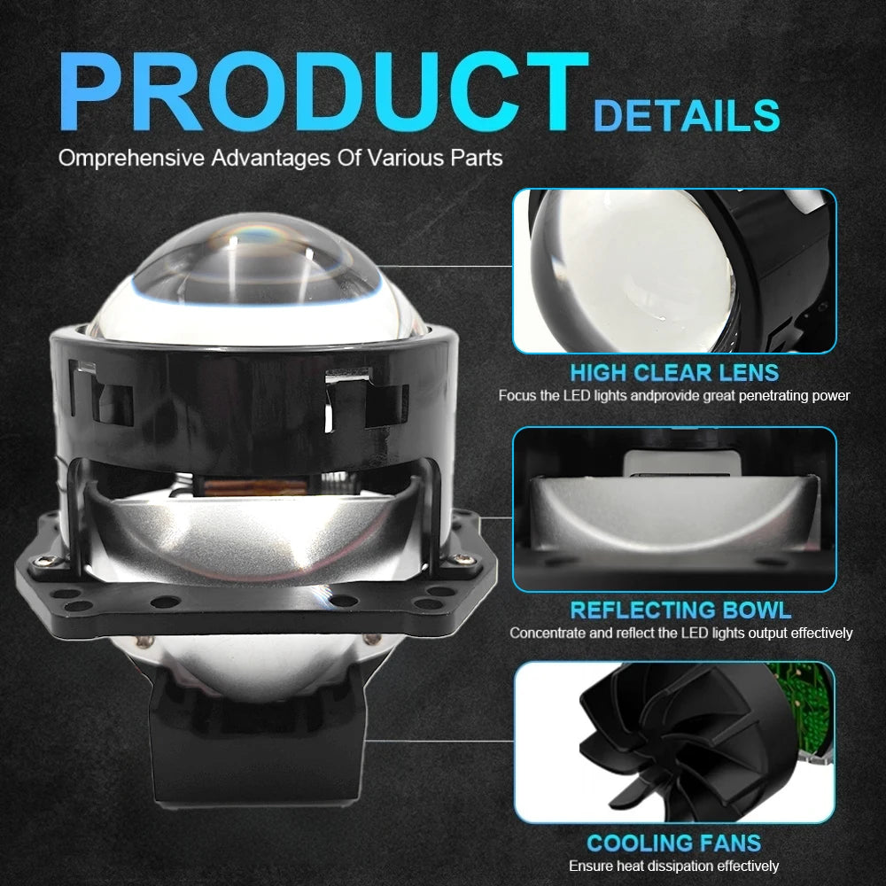 Bi-led Lens 3 inch Projector Lenses 8800000LM Kits H4 Hi/Lo Beam H1 H7 H11 9005 9006 LED B