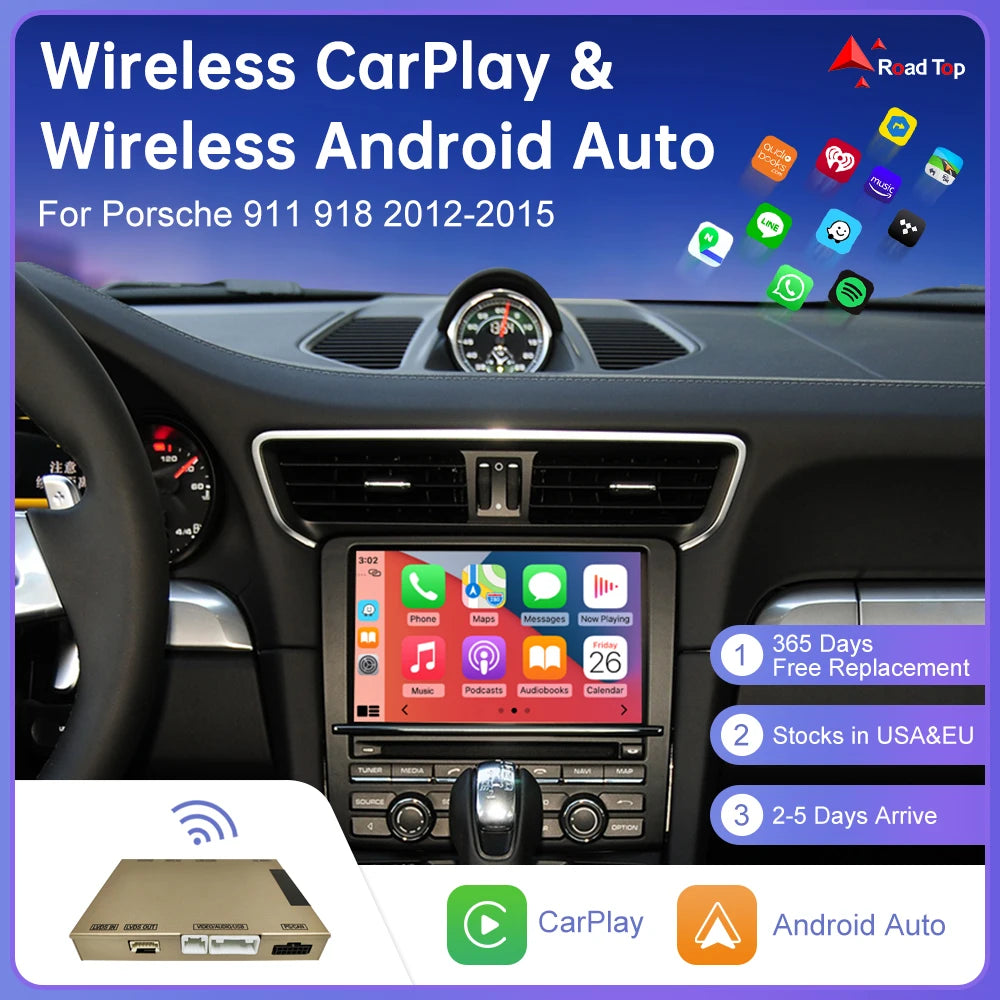 Road Top Wireless Carpaly for Porsche 911 918 PCM 3.1 System Support Android Auto Rear Cam
