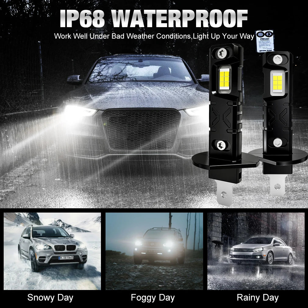 H1 LED Headlight Bulbs CANBUS Lights 150W 60000LM CSP for Mini Lamp 1:1 Size New H1 Wirele