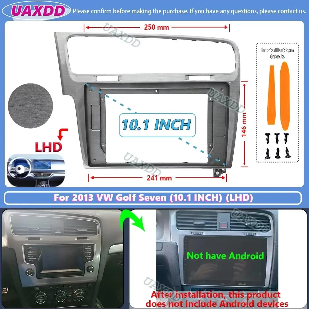 For 2013+ VW Golf Seven 10.1inch 2 Din Car stereo radio Android frame panel fascia cable v