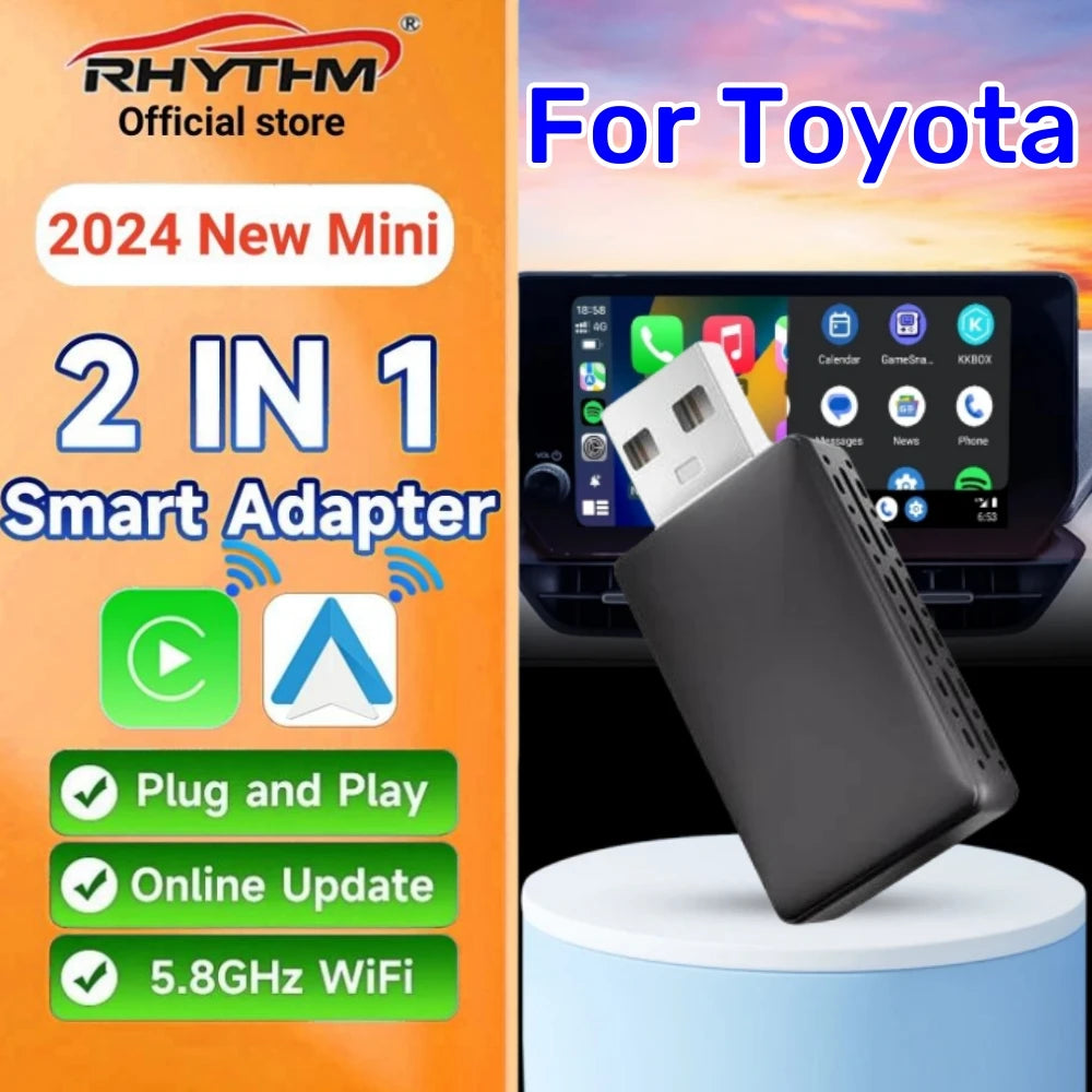 2024 NEW Mini 2in1 Rhythm Wireless Carplay Adapter Android Auto For Toyota RAV4 Camry Coro | AUTOKITSHOP