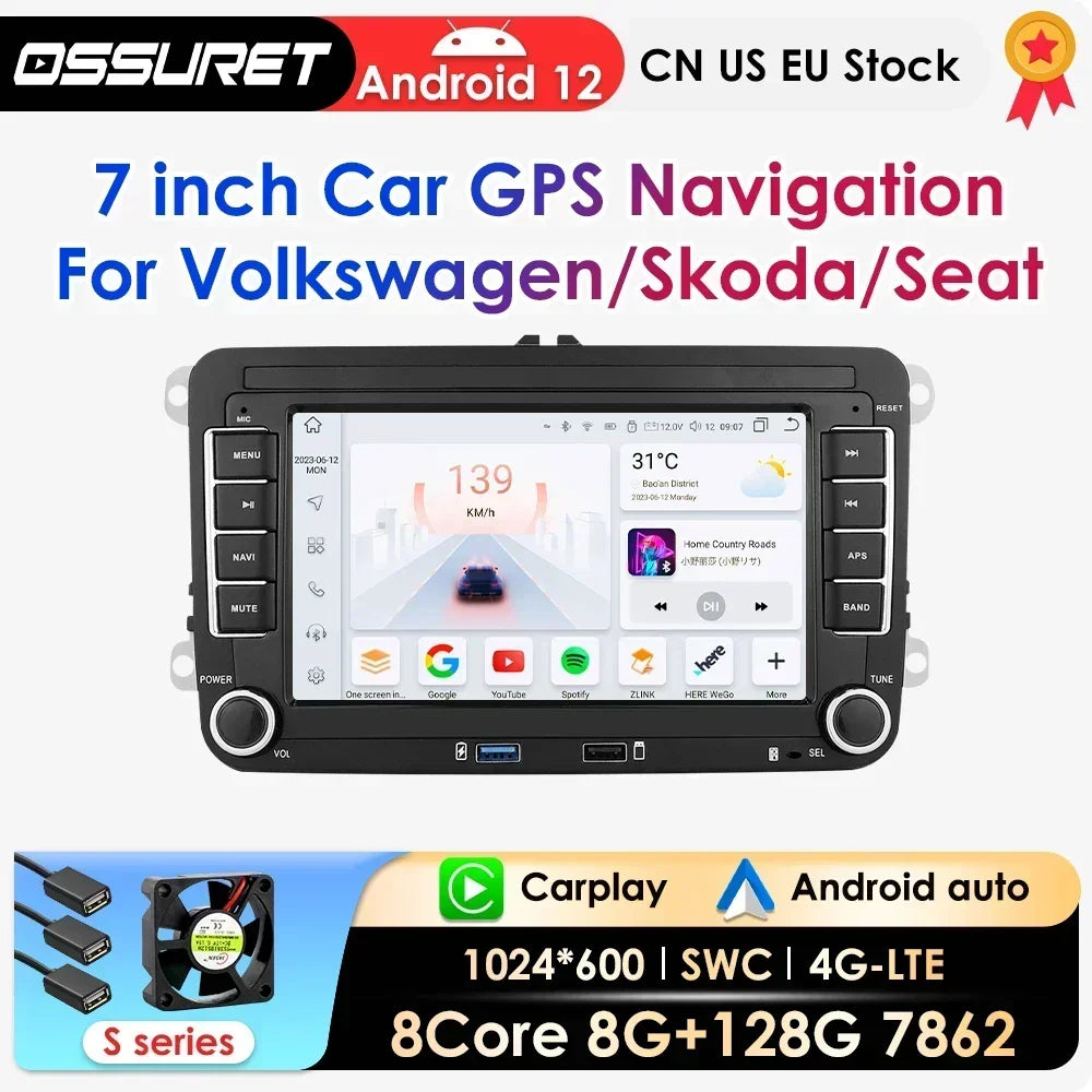 8G 128G Android 12 Car Radio for VW Polo golf 5 6 Plusat Pass B6 Jetta Tiguan Touran Shara