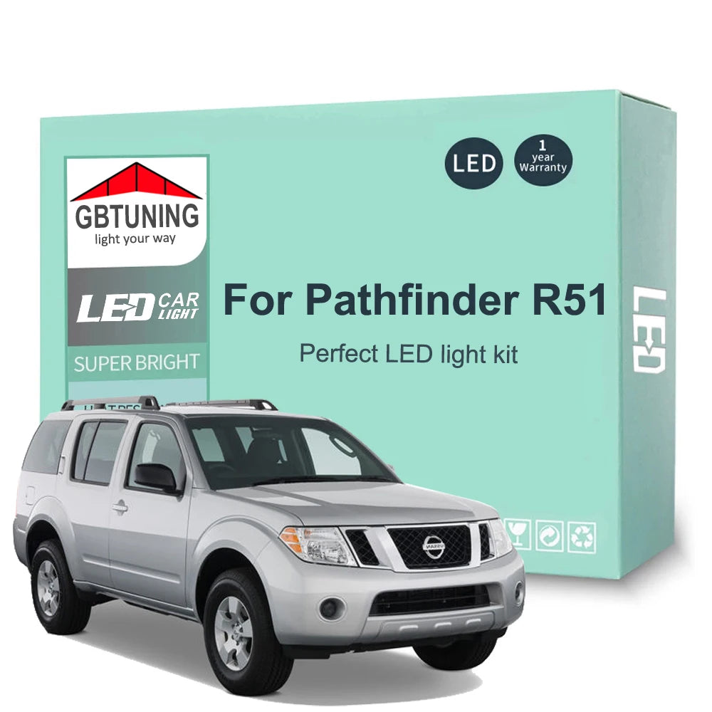 15-Piece LED Interior Light Kit for Nissan Pathfinder R51 2005-2012 - Canbus Dome Map Door Trunk Bulbs | AUTOKITSHOP