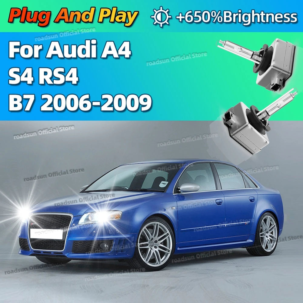 Xenon 35W 6000K White Car HID Headlight Replace Light Bulbs For Audi A4 S4 RS4 B7 2006 200