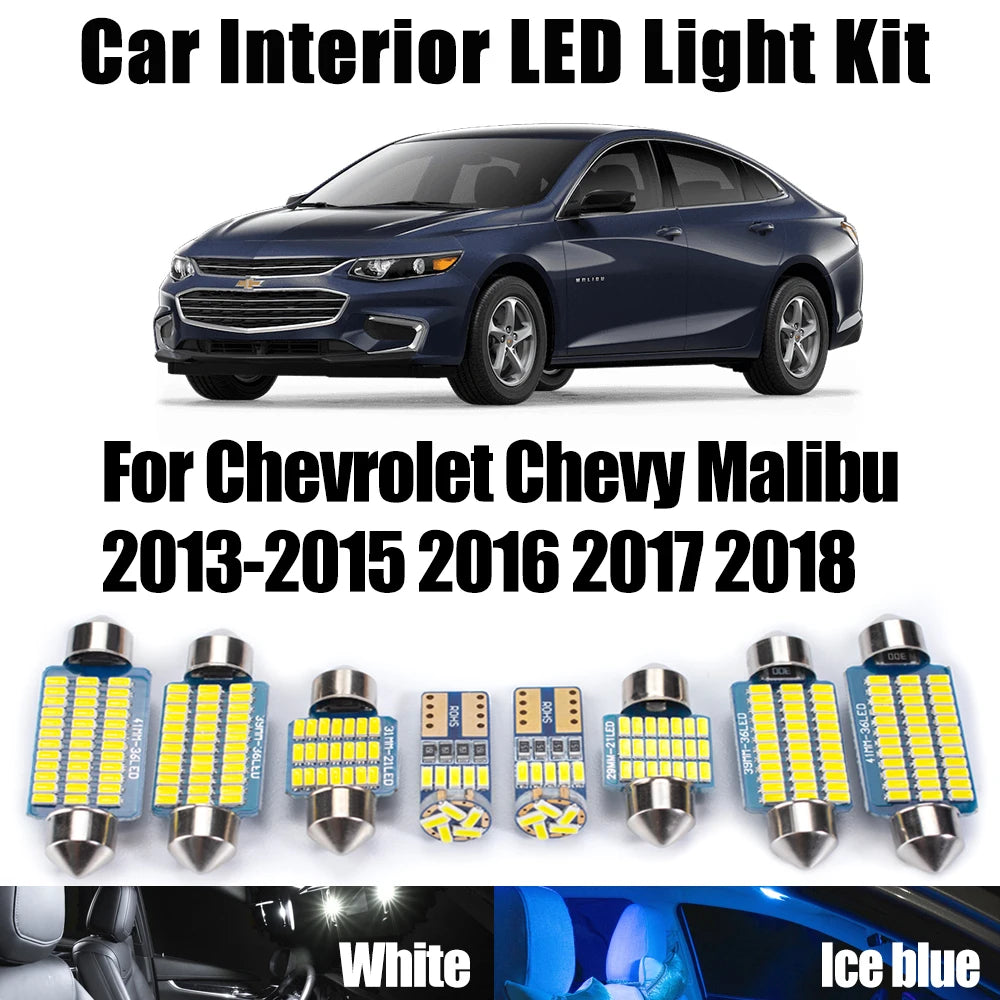 11-Piece LED Interior Light Kit for Chevrolet Chevy Malibu 2013- 2017 - Canbus Dome Map Door Trunk Bulbs | AUTOKITSHOP