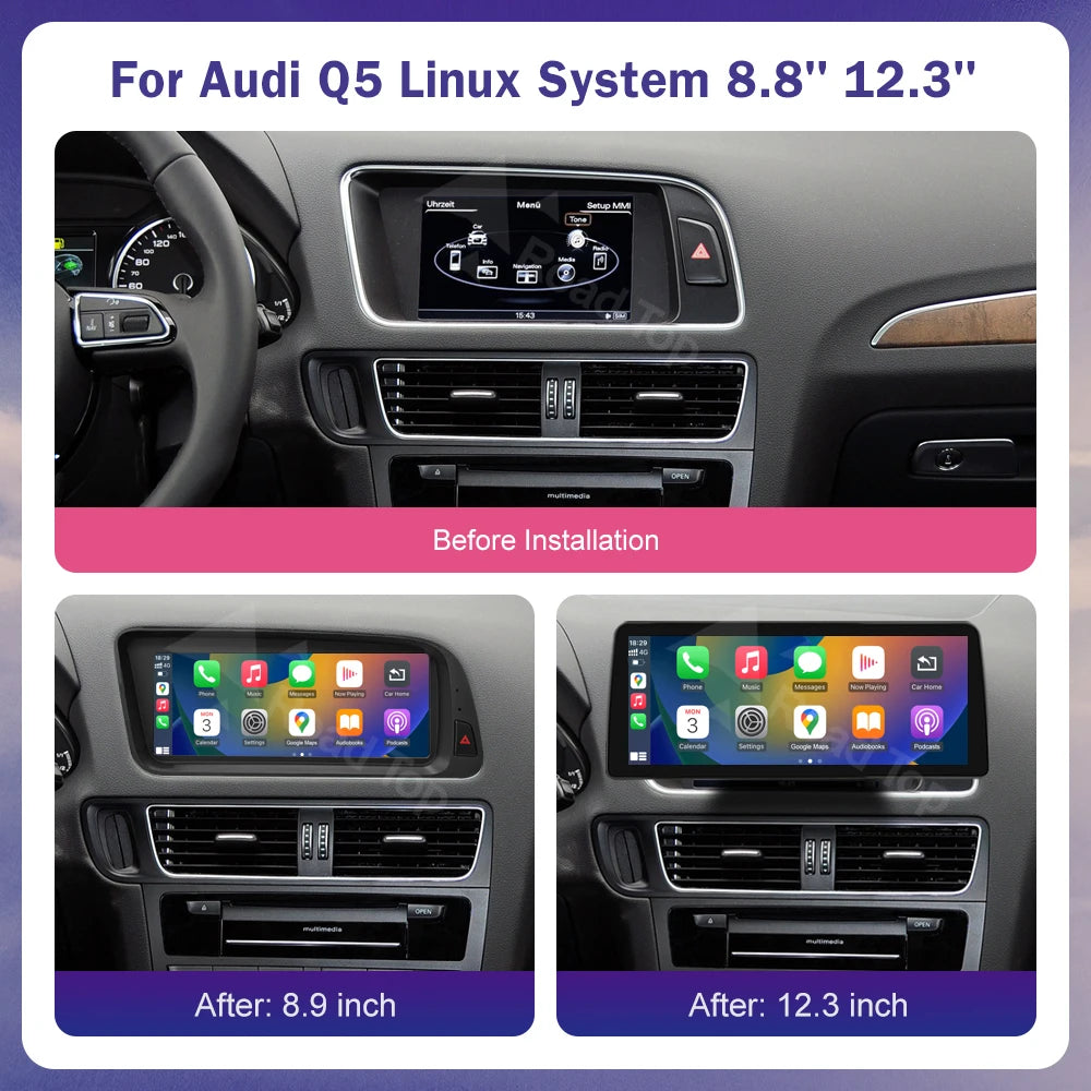 8.9 12.3inch Linux Car Multimedia Radio Touch Screen For Audi Q5 2009-2017 With Wireless C | AUTOKITSHOP